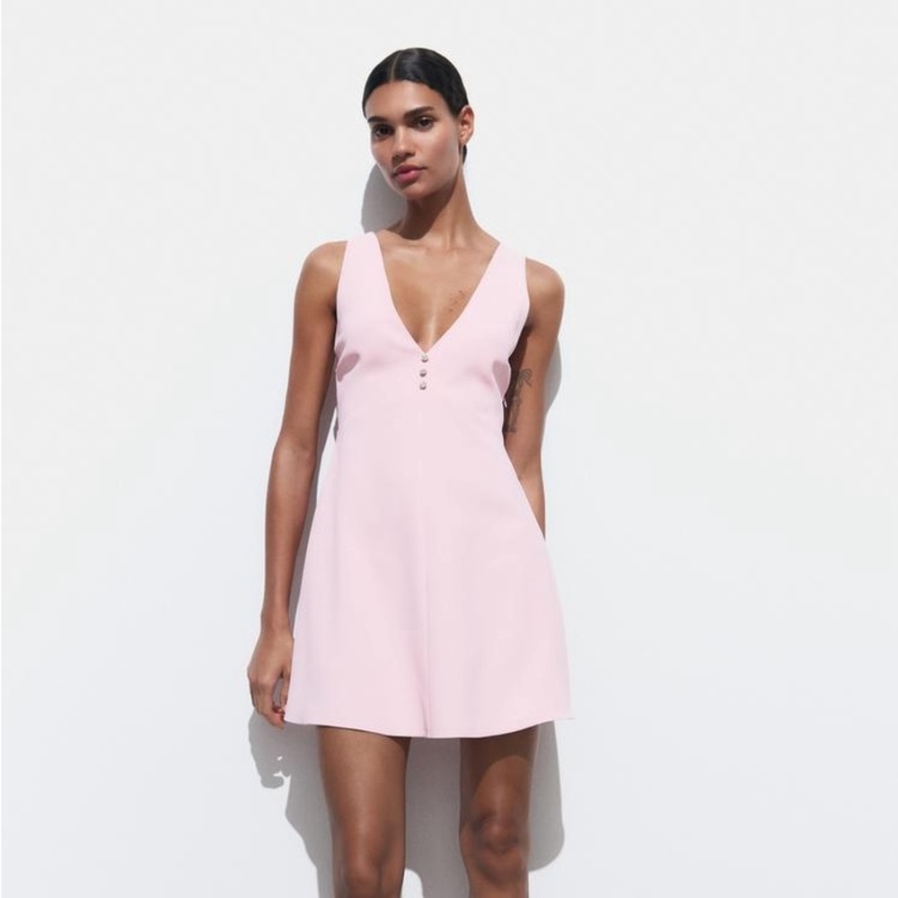 Zara Jewel Button Pinafore Dress S